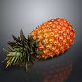 Fresh Ripe Pineapple With Green Leaves And Golden Yellow Skin Against Dark Background