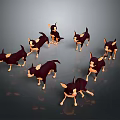 Cartoon Brown And White Dogs Arranged In Circle On Gray Background