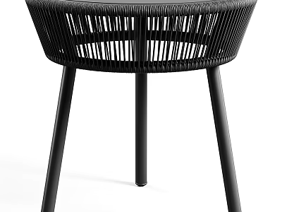 Woven Rattan Coffee Table with Slim Black Metal Legs Modern Style 3d model