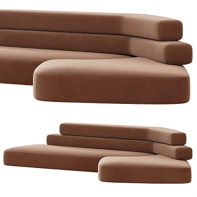 Modern Brown Upholstered Modular Sectional Sofa With Comfortable Seats And Armrests 3d model