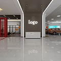 Modern Car Dealership Showroom With Logo Signage And New Cars On