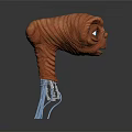 Orange Sci Fi Creature Head With Large Blue Eye And Transparent Stand