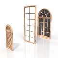 Wooden Furniture Window Door Frames Featuring Different Grid And Arch Designs