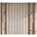 Modern Elegant Bedroom Accent Wall With Wooden Slats And Pearl Decor Wall Sconces
