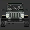 Green and Blue Open Top Off Road Vehicle with Large Tires Front Grille and Headlights