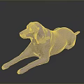 3D Dog Sculpture In Lying Position With Purple Metallic Finish On Dark Reflective Background