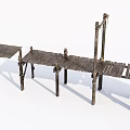 Old Wooden Pathway Structure With Weathered Planks And Support Posts 3d model