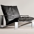 Modern Black Leather Leisure Chair With Sleek Metal Frame For Home Decor