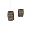 Vintage Rustic Lidded Wooden Barrels with Metal Bands for Home Decor