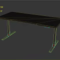 Black Office Desk With Modern Metal Legs And Red Accent Support Bases