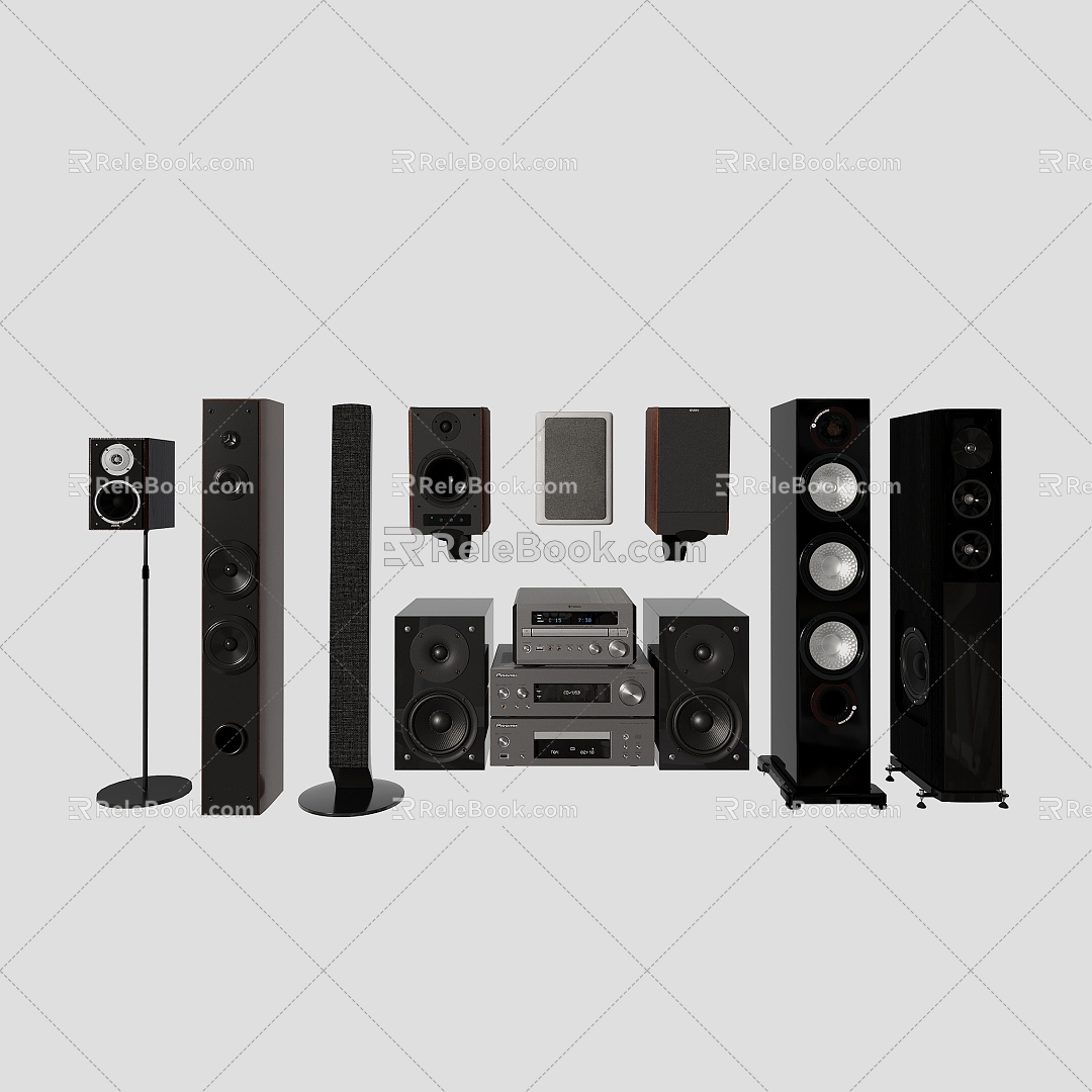 Modern vertical audio combination home theater power amplifier CD player wall hanging 3d model