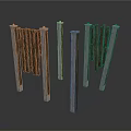 Unique Modern Decorative Structure With Wooden Planks And Metal Posts