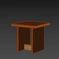 Modern Square Wooden Stool With Dark Brown Top And Light Edge Design