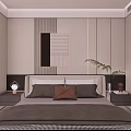 Modern Bedroom Interior Design With Large Bed Nightstands Decorative Painting And Soft Lighting