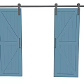 Modern Wooden White Blue Barn Doors With Sliding Track For Interior Decor