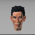 Detailed 3D Male Character Head With Black Curly Hair And Realistic Facial Features
