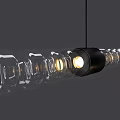 Modern Glass Chandelier with Transparent Tubes and LED Lighting for Contemporary Interior Design