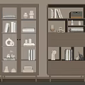 Modern Wooden Bookcase Design With Open Shelves Books Decorative Items And Drawers
