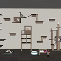 Cozy Cat Activity Space With Wooden Shelves Beds Scratching Posts And Light Walls