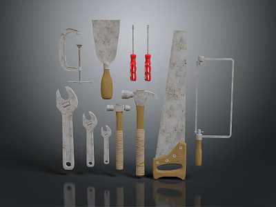 Essential Tools For Sculpture Carving Featuring Wrenches Hammers Saws And Screwdrivers 3d model