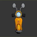 Orange Shiny Scooter with Round Headlight Rearview Mirrors and Black Seat