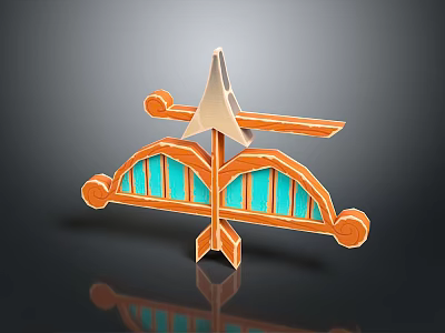 Orange And Blue Decorative Furniture With Arched Design And Wooden Frame 3d model