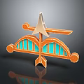 Orange And Blue Decorative Furniture With Arched Design And Wooden Frame