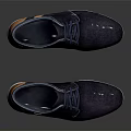 Navy Blue Suede Casual Shoes With Lace Up Design White Sole And Brown Heel Accent