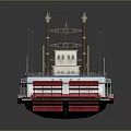 Vintage Paddlewheel Steamboat Model With Red Paddle Wheels White Hull And Flagpoles