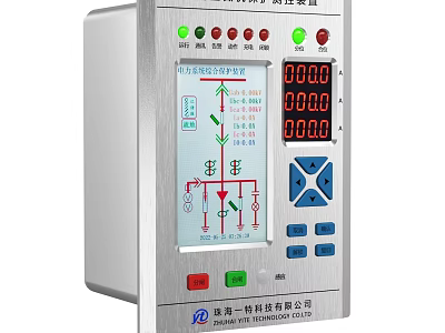 Electrical Control Device With Digital Display Screen Buttons And Indicator Lights 3d model