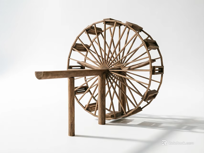 Traditional Agricultural Equipment With Wooden Spoke Wheel Design And Structure 3d model 