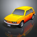 Yellow Vintage Small Car With Shiny Exterior And Reflective Surface Design