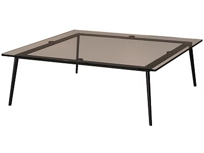 Sleek Modern Coffee Table With Transparent Glass Top And Black Metal Legs 3d model