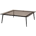 Sleek Modern Coffee Table With Transparent Glass Top And Black Metal Legs