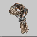 Folded Soft Scarf With Brown And Blue Abstract Pattern For Fashionable Look