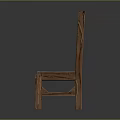 Wooden Chair With Striped Backrest And Natural Wood Seat Design