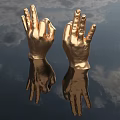 Golden Hand Gesture Decorative Figurine Set With Shiny Finish For Home Decor