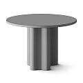 Round Brown Veined Marble Coffee Table With Cylindrical Legs For Living Room
