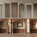Classical Wooden Door Arches With Ornate Moldings Wall Lamps And Clock Interior