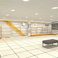 Modern Retail Store Interior With Shelves Display Counters And Layout Design 3d model