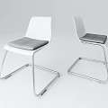 Modern Office Chair With White Frame Gray Padded Seat And Silver Metal Base