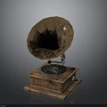 Vintage Gramophone With Brass Horn Wooden Base And Classic Decorative Design