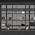 Modern Black Bookshelf Interior Design With Open Shelving Books Vinyl Records And Gramophone
