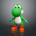 3D Render Of Green Cartoon Creature With Big Eyes White Belly And Orange Boots