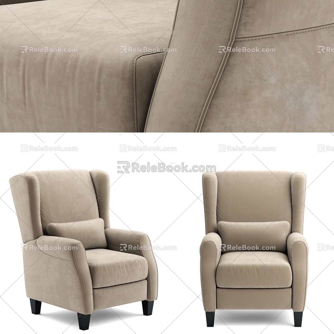 Stool Sofa Single Sofa Seat Casual Sofa Single Chair 3d model