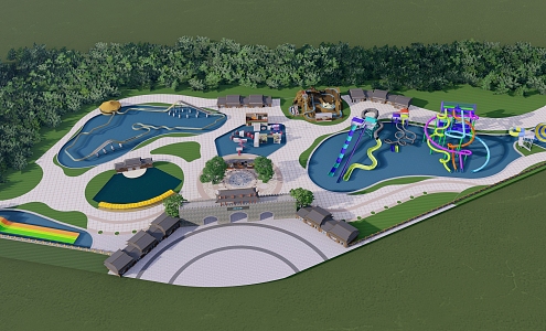 Happy Water World Water Children's Park Water Park 3d model