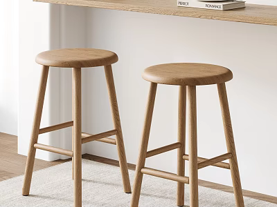 Nordic Solid Wood Bar Stool Combination Bar Stool Bar Stool Bar Chair Bar Stool Food Audio 3d model