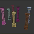 Multiple Decorative Stone Columns With Various Heights And Classical Design 3d model