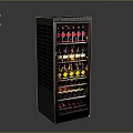 Modern Wine Cabinet Furniture With Glass Door And Multiple Shelves Holding Various Wine Bottles