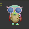 Cute White Robot Owl With Large Eyes Orange Beak And Metallic Body